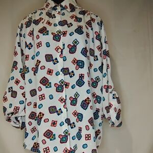 Vintage Geometric Print Button Down Shirt